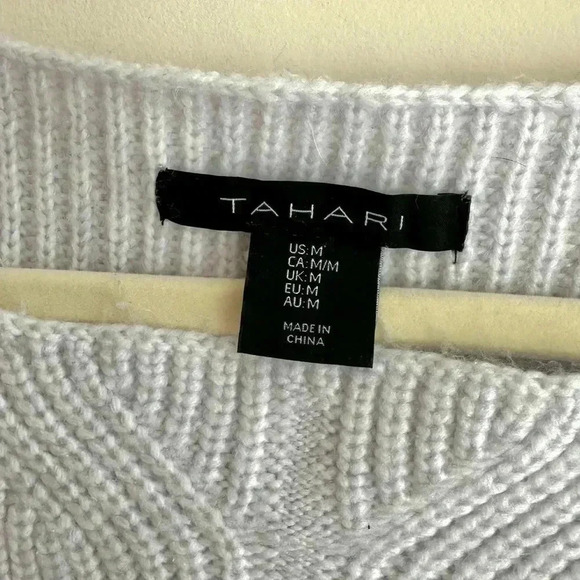 Tahari Ice Purple/Blue Cable Knit Fuzzy Sweater, Size Medium - Picture 11 of 16